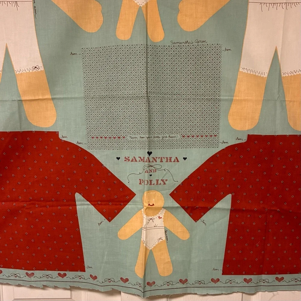 Vintage Sewing Fabric Panel “Samantha and Polly” Panel measures 35x45 inches